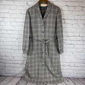 Vintage Pendleton Belted Coat Women’s Plaid Virgin Wool‎ Trench Jacket sz 12 70s
